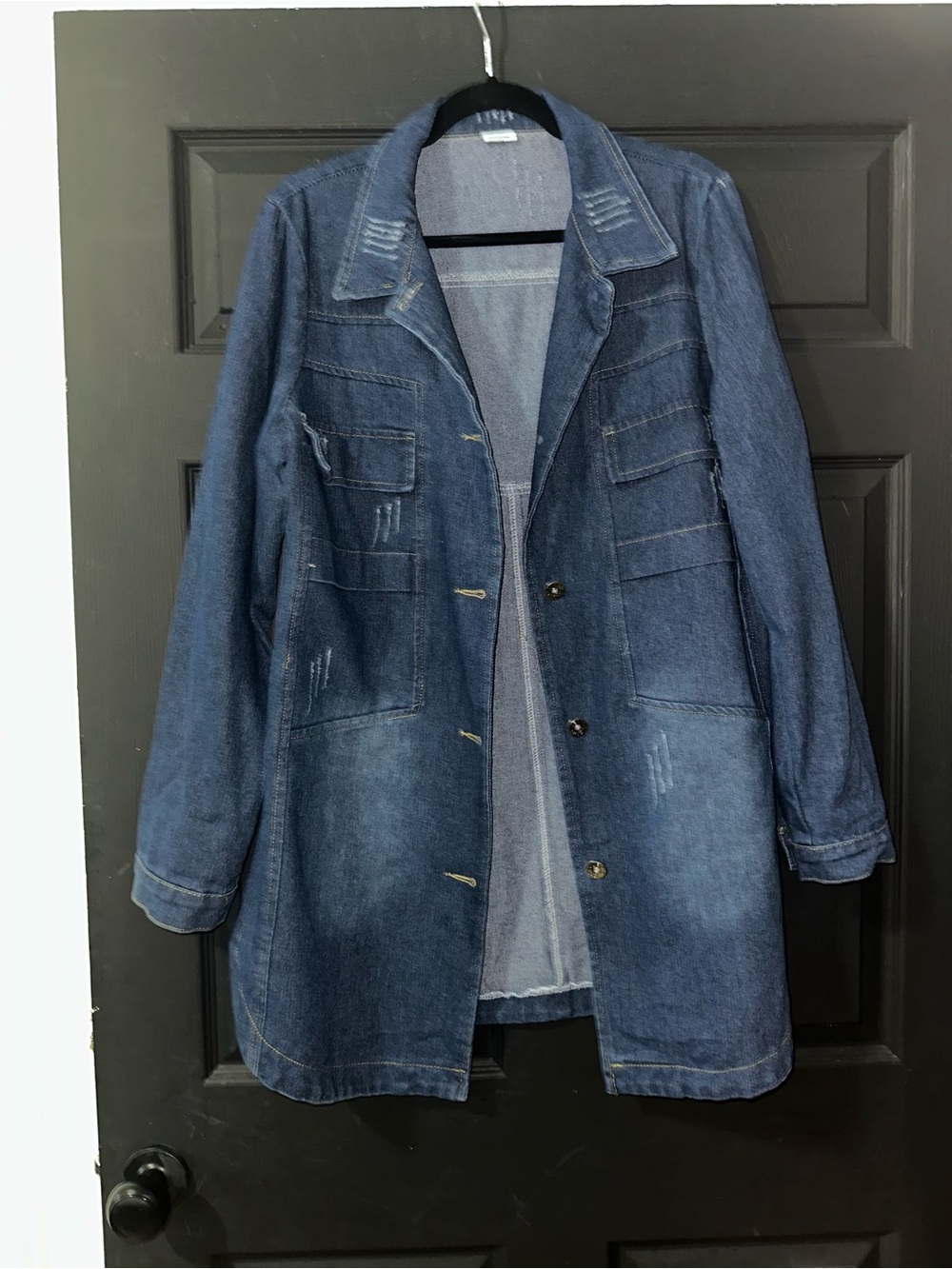 Source Unknown Dark Blue Denim Utility Jacket